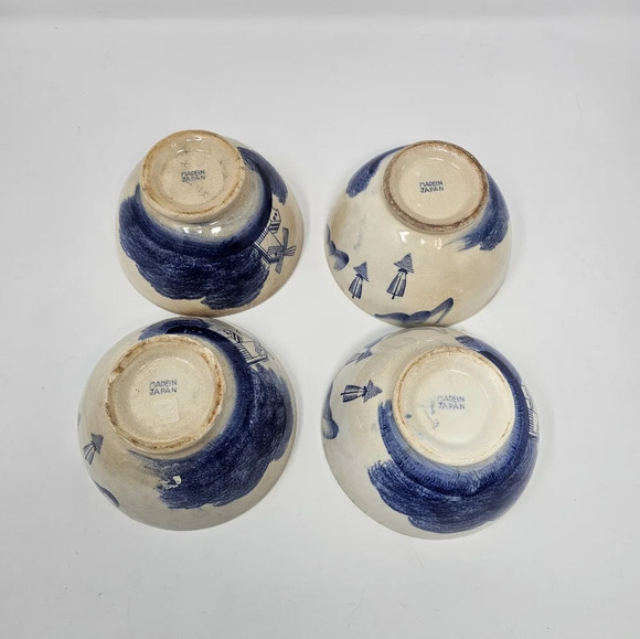 Vintage Blue Delft? Windmill Bowl Holland Scenes Set of 4 Bowls Made In Japan - Picture 4 of 12